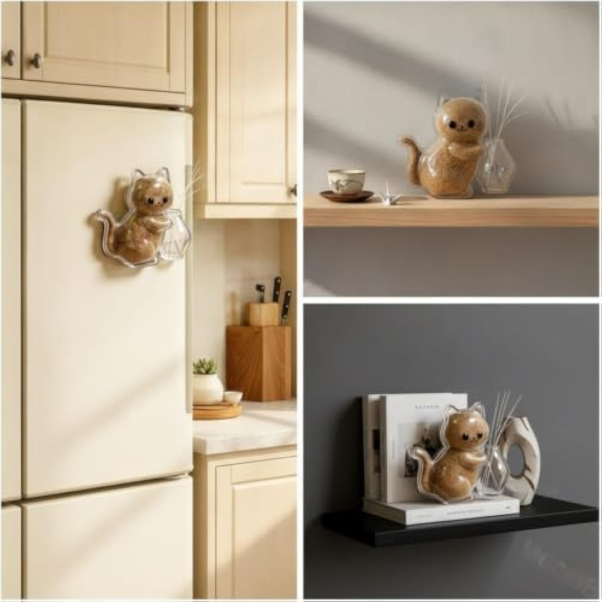 Clear Cat Shaped Adhesive Disc with Vase